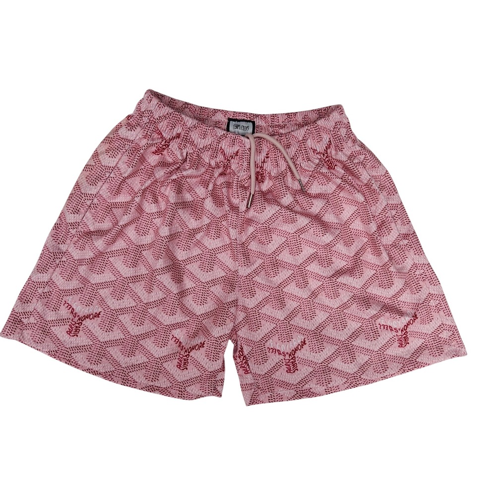 Temptations Pink Mesh Basketball Shorts All Over Graphic Print Mens Small EUC